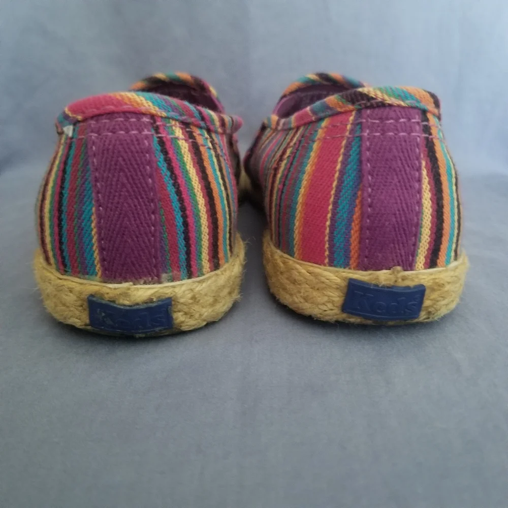 Keds Rainbow Stripe Espadrille Slip On Flats Canvas Shoes Women’s 6
